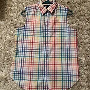 Lands' End Colorful Plaid Sleeveless Top